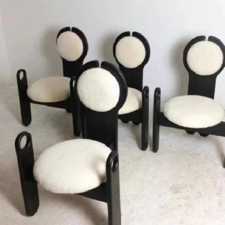 Mid-Century Boucle Wood Dining Chair