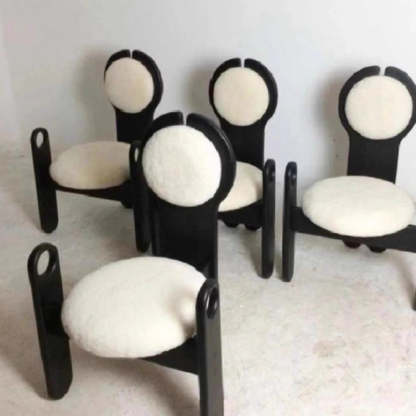 Mid-Century Boucle Wood Dining Chair