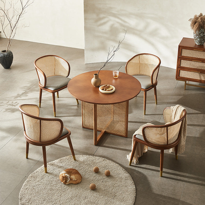 Scandinavian Oval Rattan Wood Dining Chair