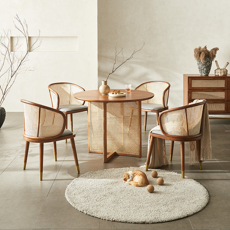 Scandinavian Oval Rattan Wood Dining Chair