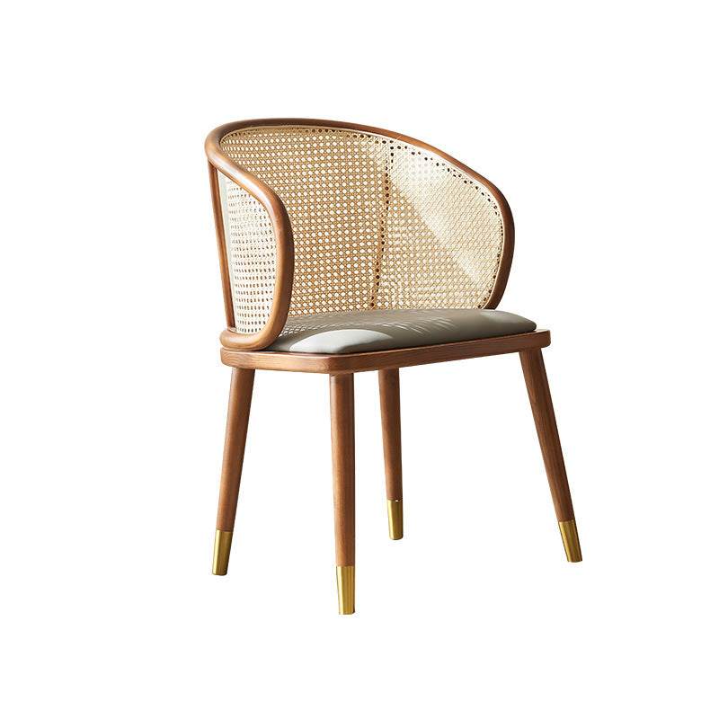 Scandinavian Oval Rattan Wood Dining Chair
