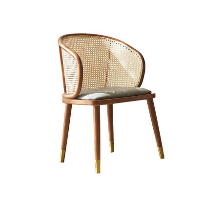 Scandinavian Oval Rattan Wood Dining Chair