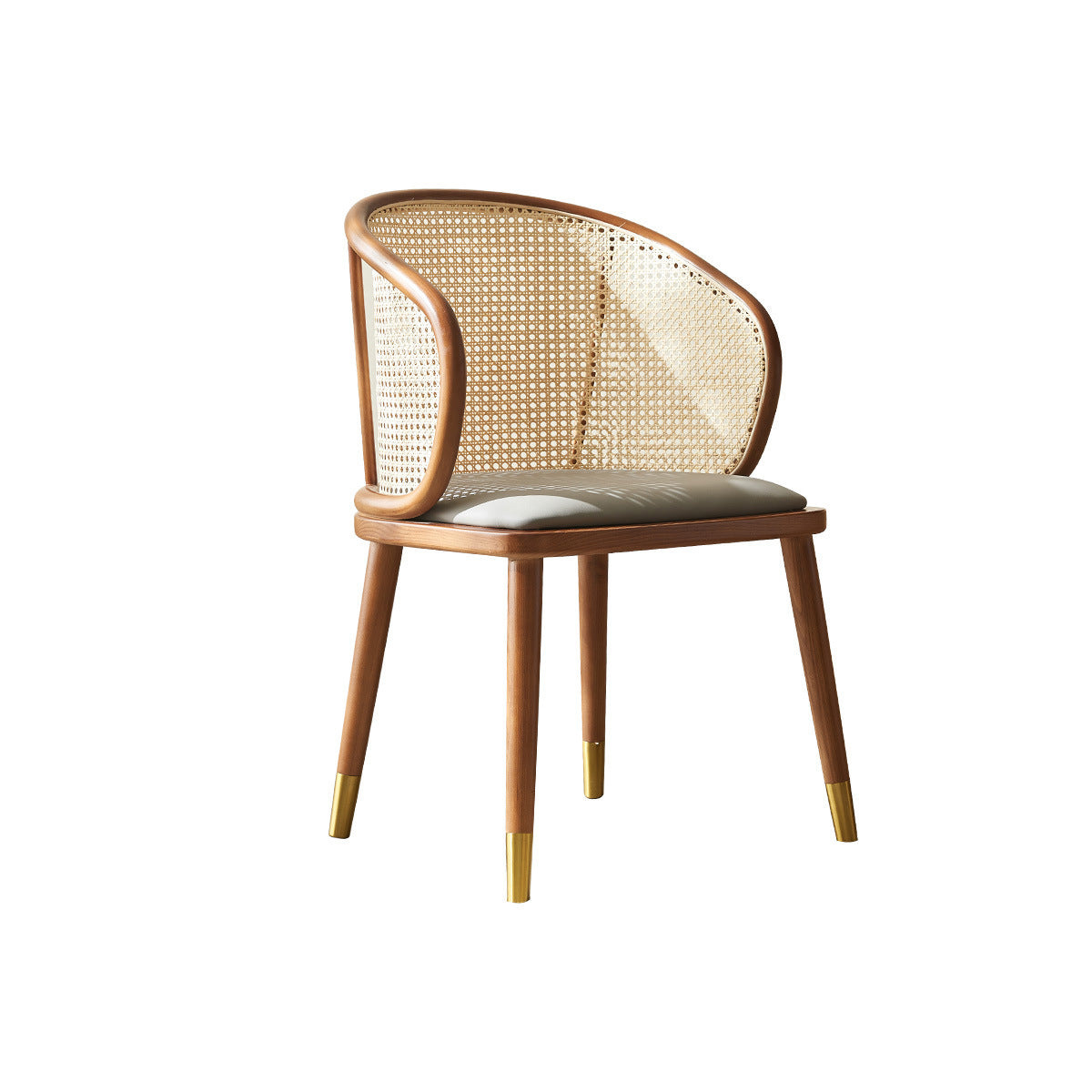 Scandinavian Oval Rattan Wood Dining Chair