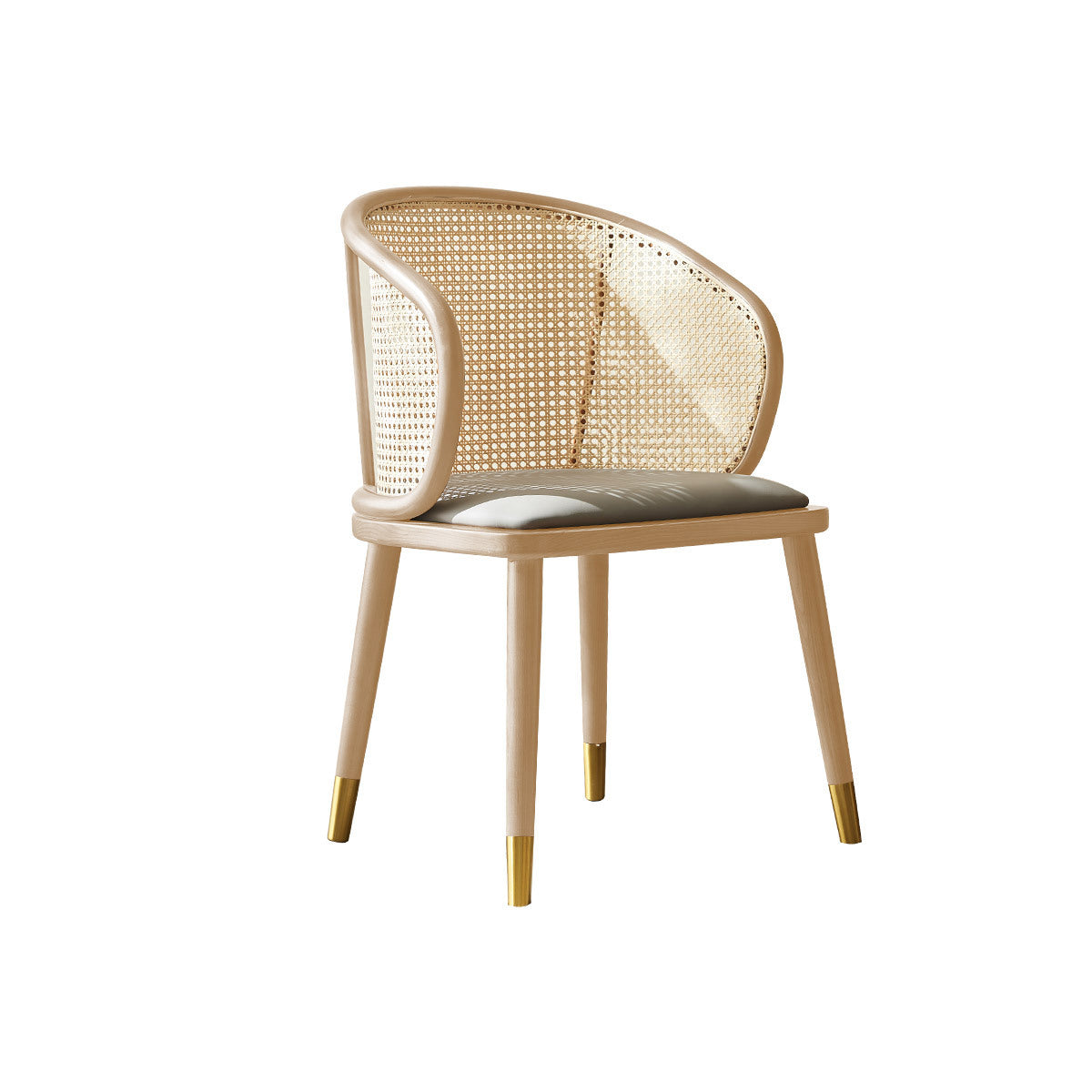 Scandinavian Oval Rattan Wood Dining Chair