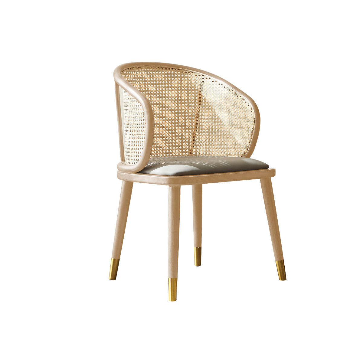Scandinavian Oval Rattan Wood Dining Chair