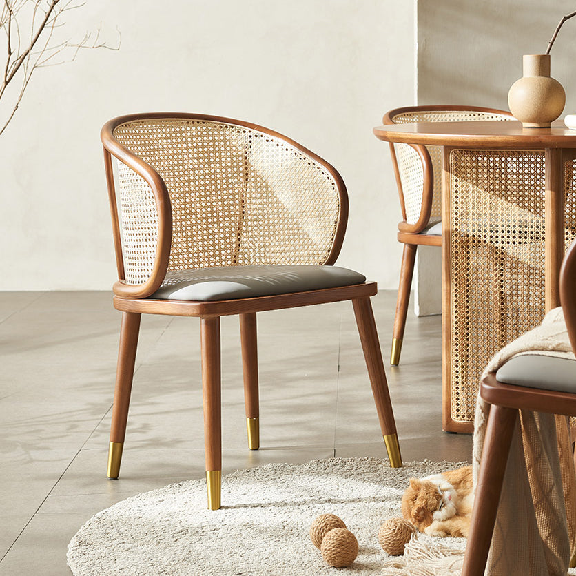 Scandinavian Oval Rattan Wood Dining Chair