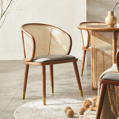 Scandinavian Oval Rattan Wood Dining Chair