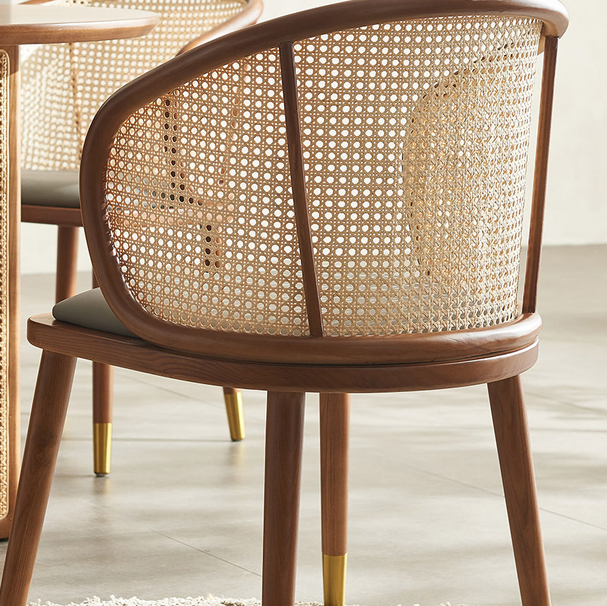 Scandinavian Oval Rattan Wood Dining Chair