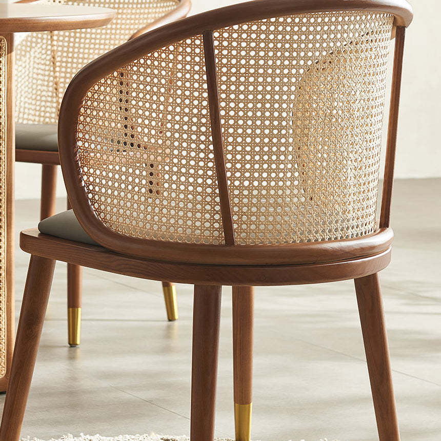 Scandinavian Oval Rattan Wood Dining Chair