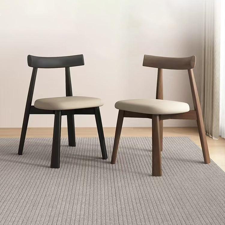 Mid-Century Curve Wood Microfiber Leather Dining Chair
