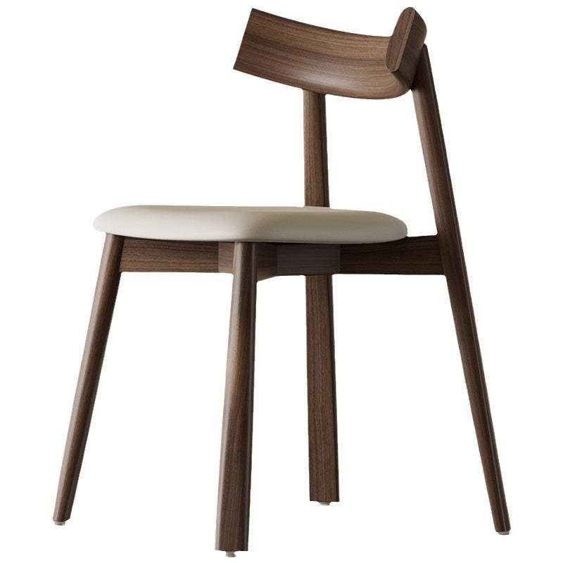 Mid-Century Curve Wood Microfiber Leather Dining Chair