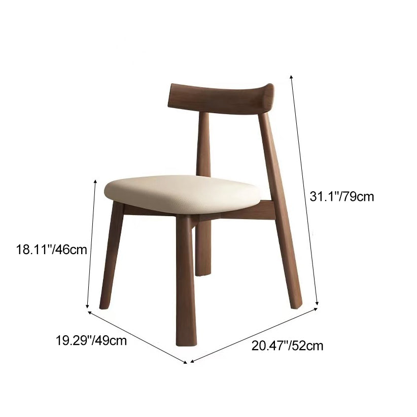Mid-Century Curve Wood Microfiber Leather Dining Chair