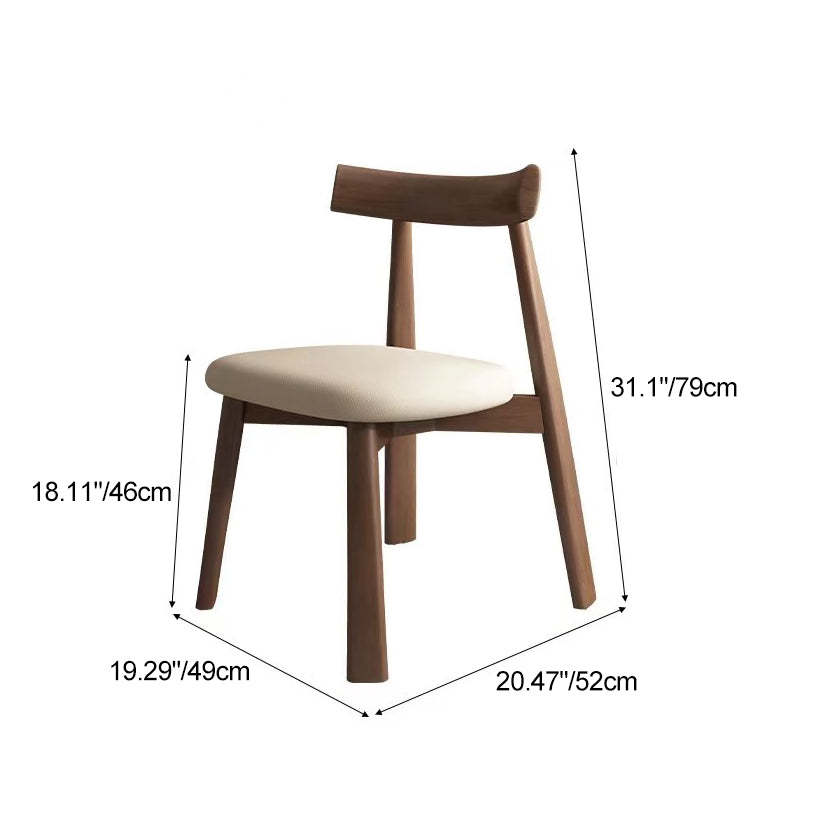 Mid-Century Curve Wood Microfiber Leather Dining Chair