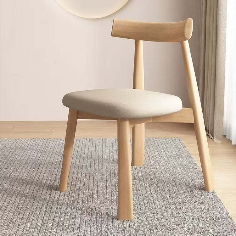 Mid-Century Curve Wood Microfiber Leather Dining Chair