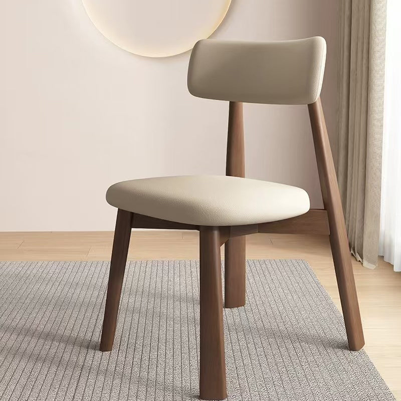 Mid-Century Curve Wood Microfiber Leather Dining Chair