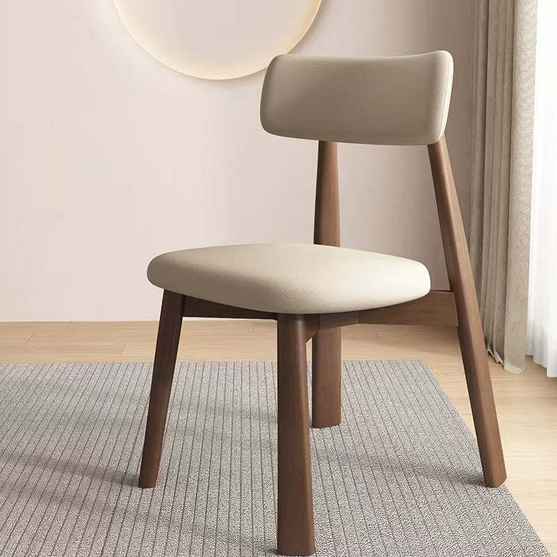 Mid-Century Curve Wood Microfiber Leather Dining Chair