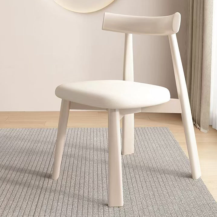 Mid-Century Curve Wood Microfiber Leather Dining Chair