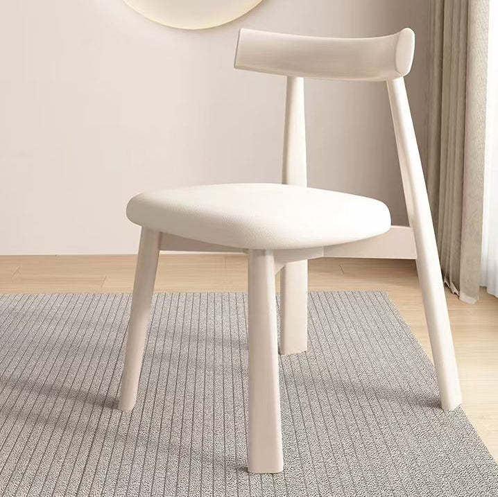 Mid-Century Curve Wood Microfiber Leather Dining Chair