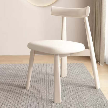 Mid-Century Curve Wood Microfiber Leather Dining Chair