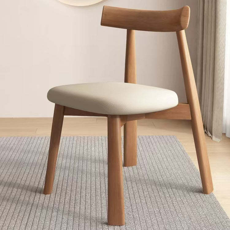 Mid-Century Curve Wood Microfiber Leather Dining Chair