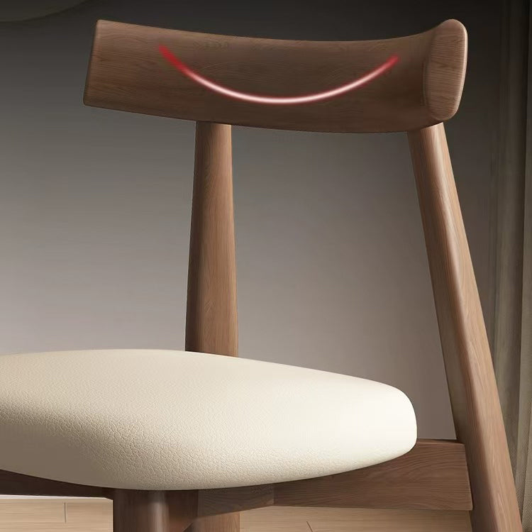 Mid-Century Curve Wood Microfiber Leather Dining Chair