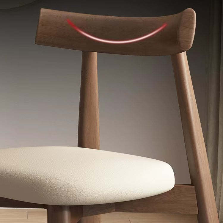 Mid-Century Curve Wood Microfiber Leather Dining Chair