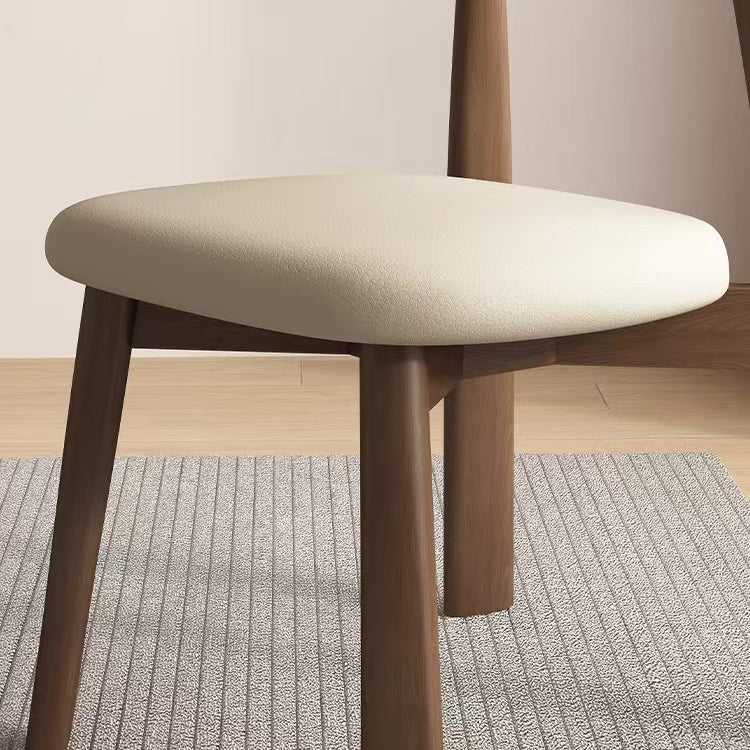 Mid-Century Curve Wood Microfiber Leather Dining Chair