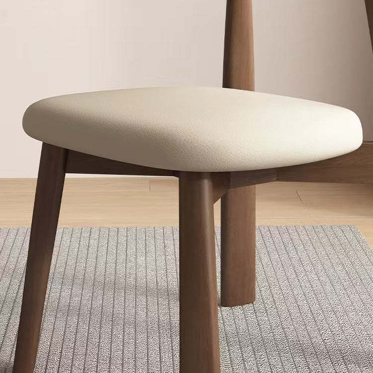 Mid-Century Curve Wood Microfiber Leather Dining Chair