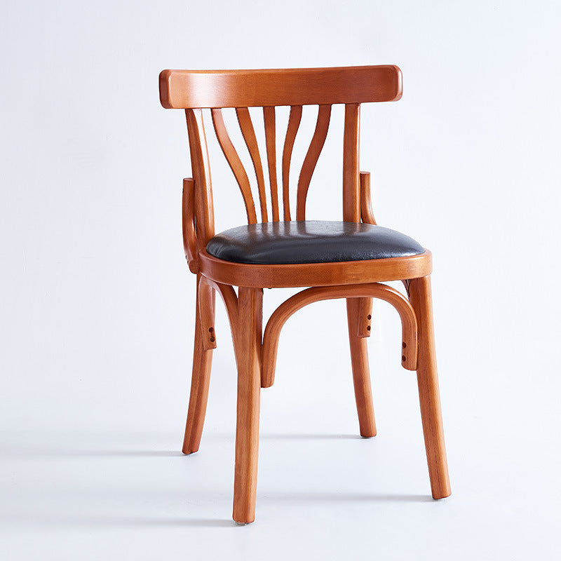 Eclectic Cushion Wood Leather Dining Chair