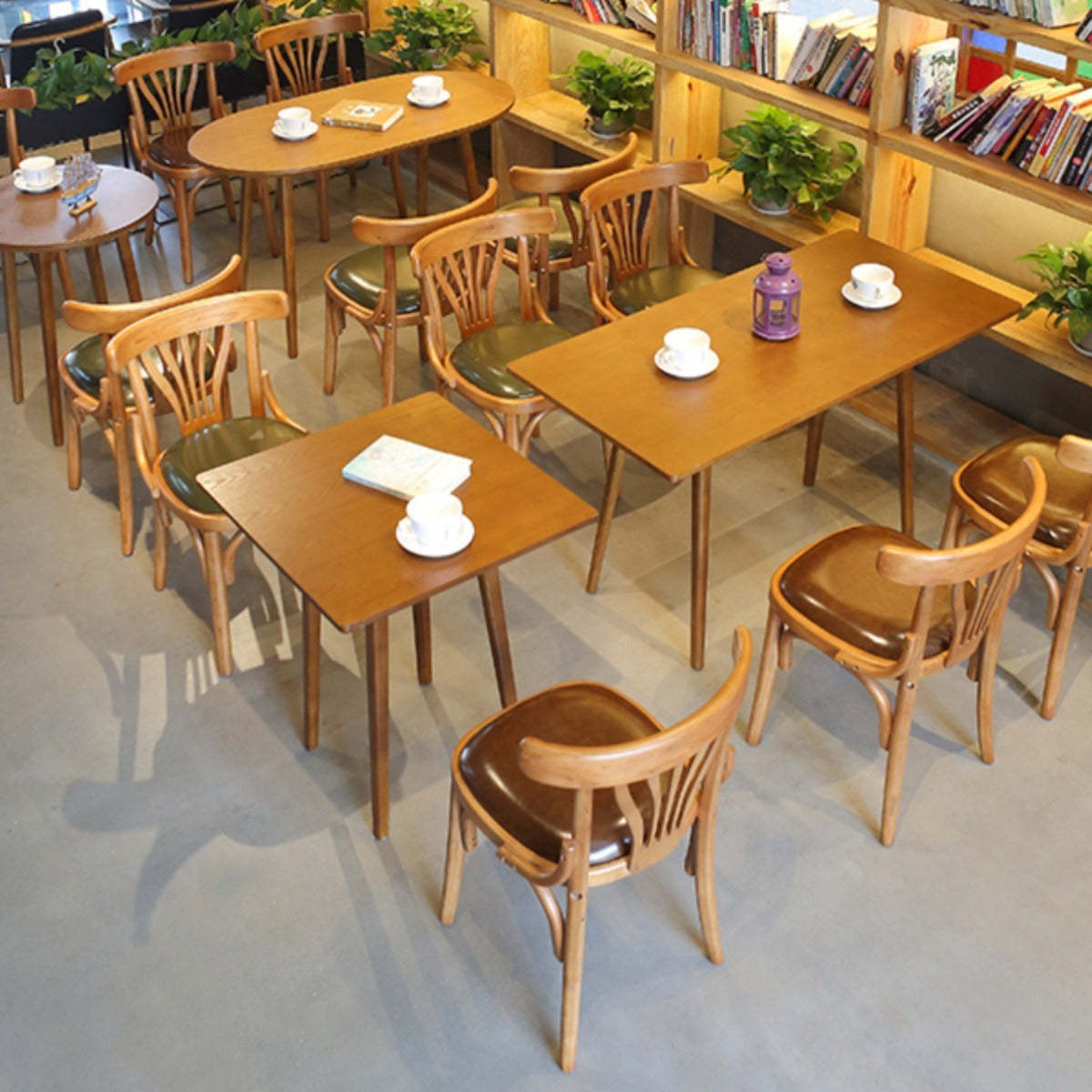 Eclectic Cushion Wood Leather Dining Chair