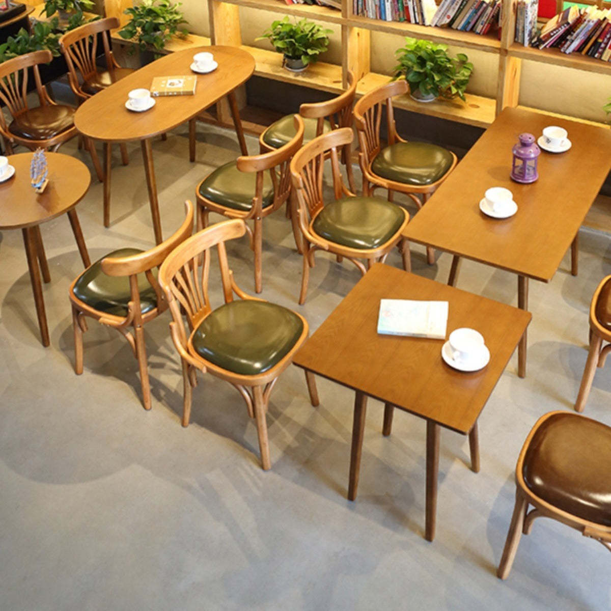 Eclectic Cushion Wood Leather Dining Chair