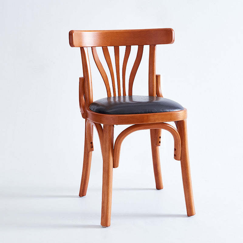 Eclectic Cushion Wood Leather Dining Chair