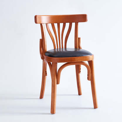 Eclectic Cushion Wood Leather Dining Chair