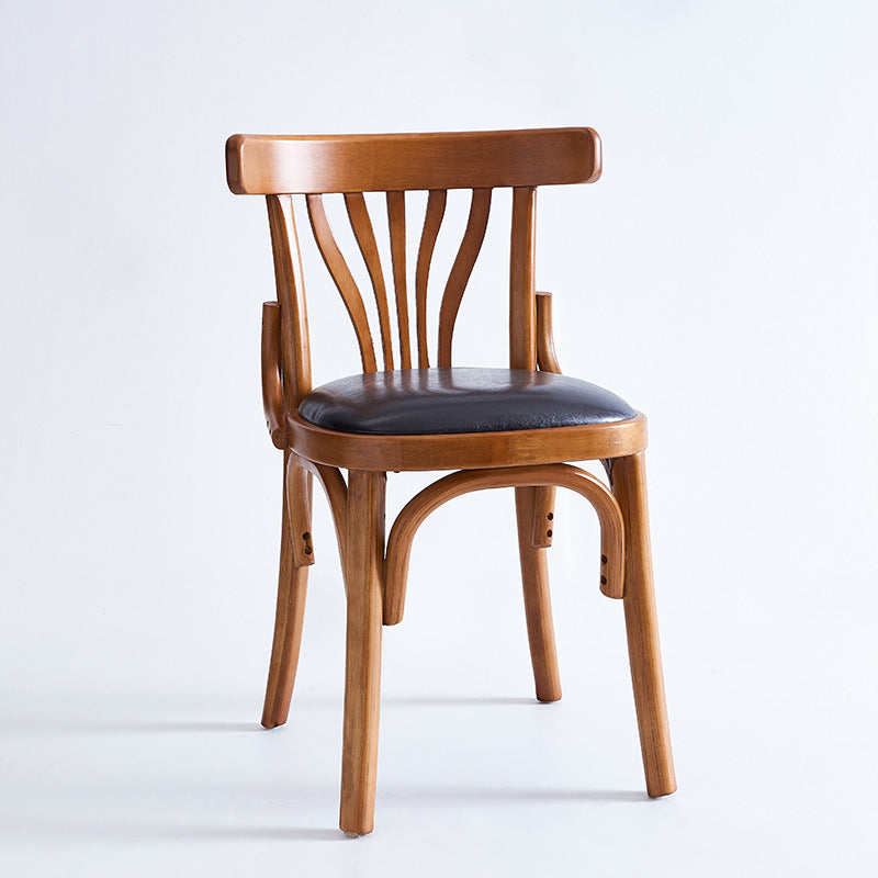 Eclectic Cushion Wood Leather Dining Chair