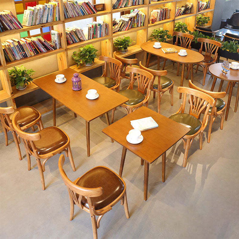 Eclectic Cushion Wood Leather Dining Chair