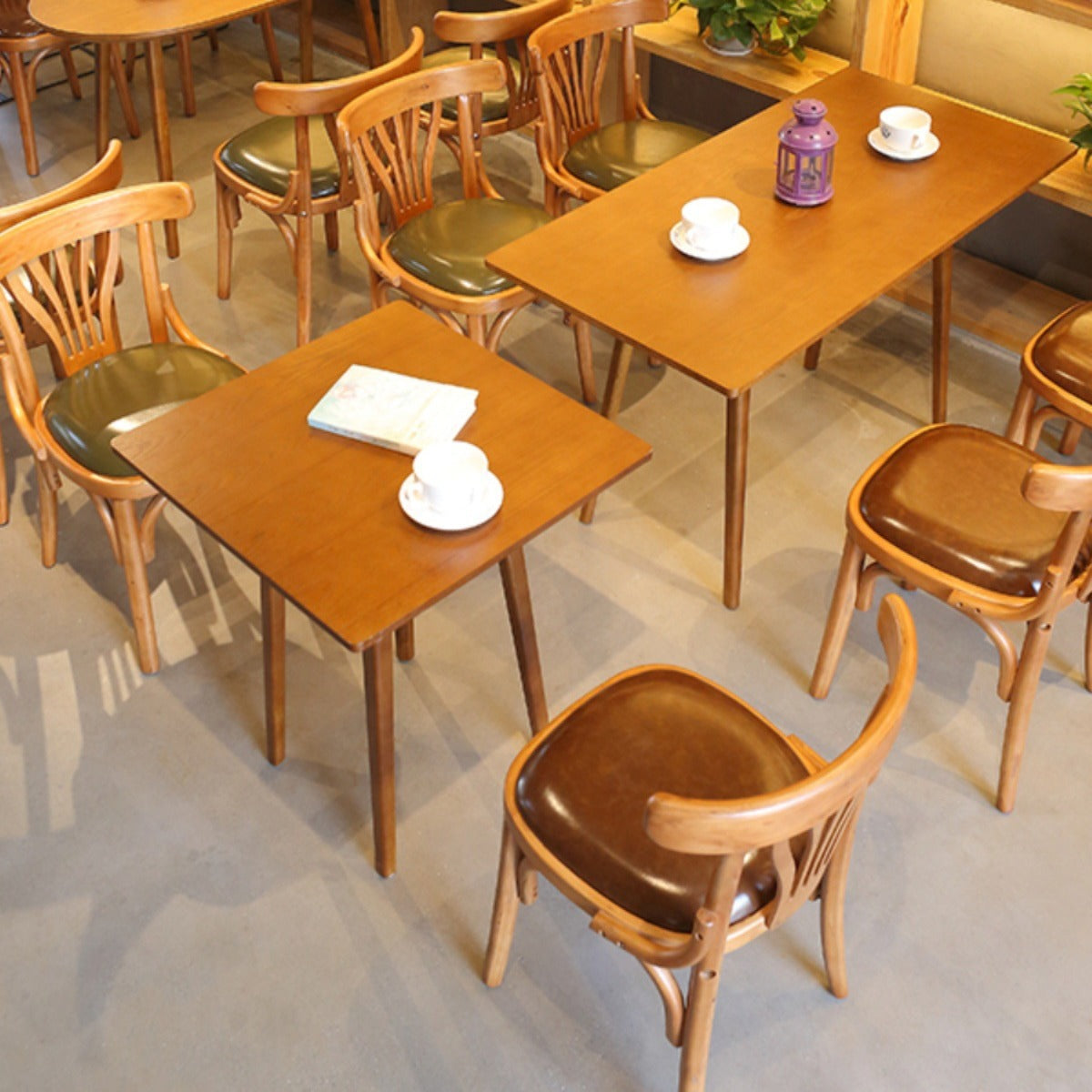 Eclectic Cushion Wood Leather Dining Chair