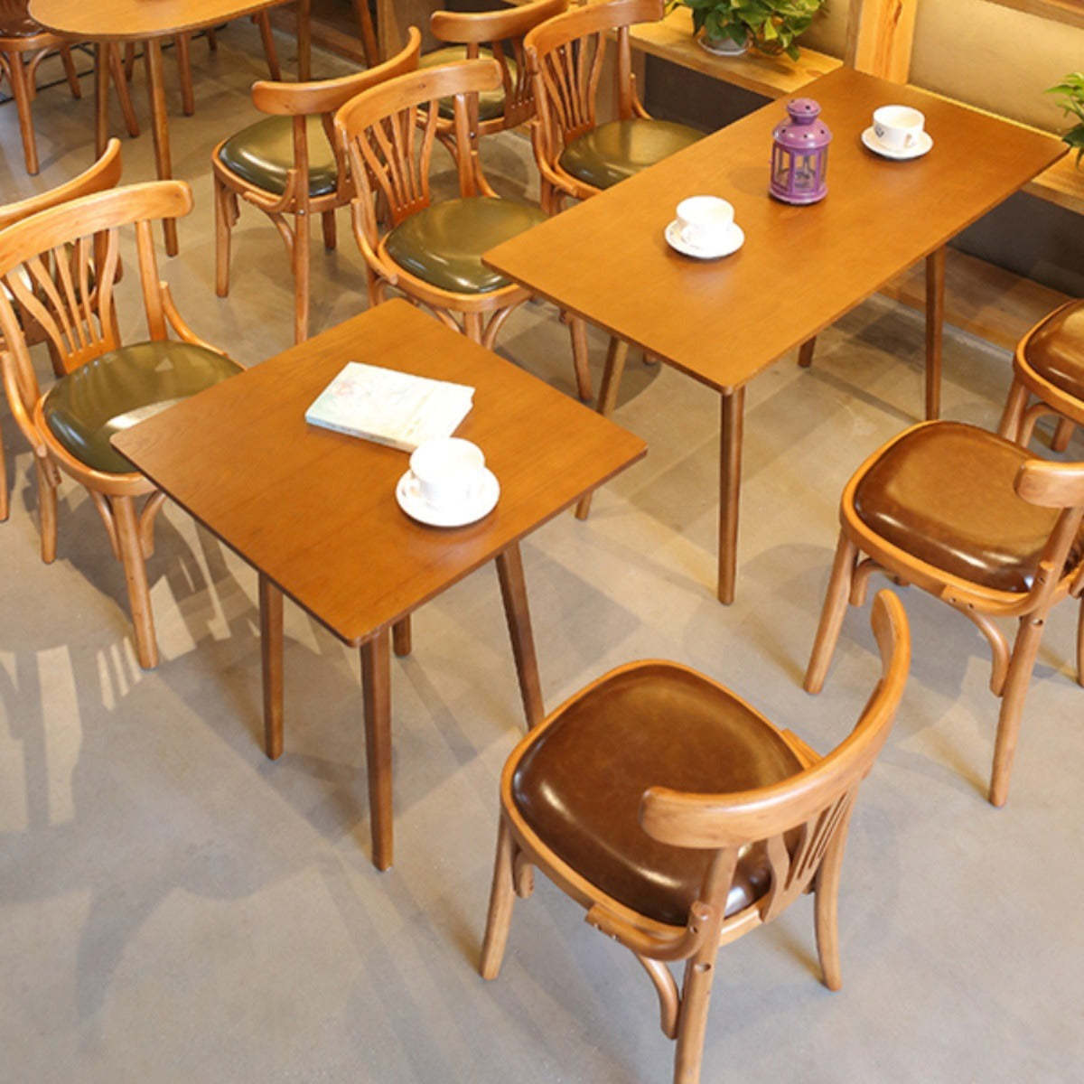 Eclectic Cushion Wood Leather Dining Chair