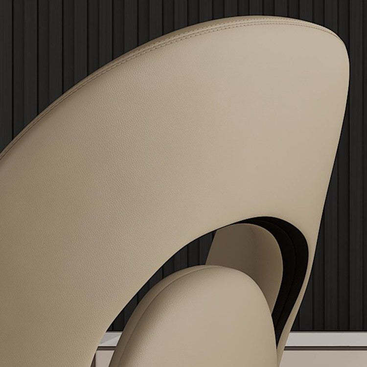 Modern Loop-Back Leather Steel Dining Chair