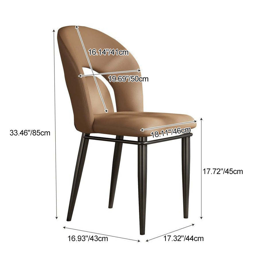 Modern Loop-Back Leather Steel Dining Chair — Dark Gray