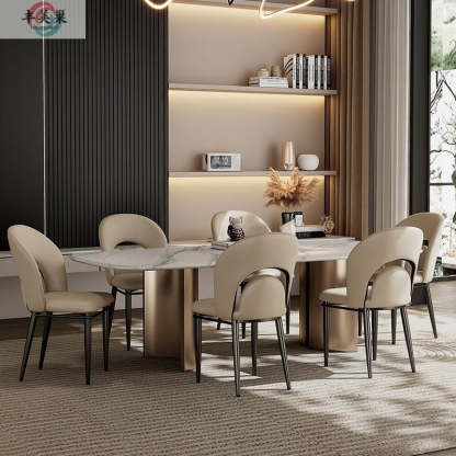 Modern Loop-Back Leather Steel Dining Chair