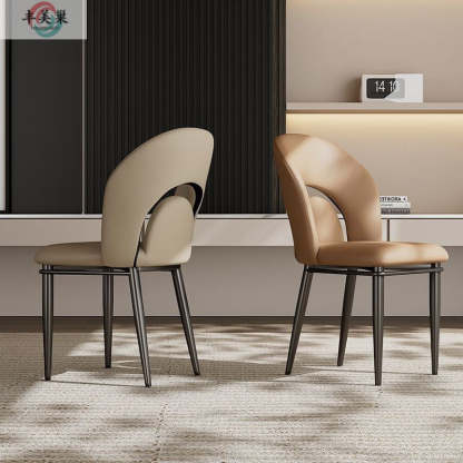 Modern Loop-Back Leather Steel Dining Chair