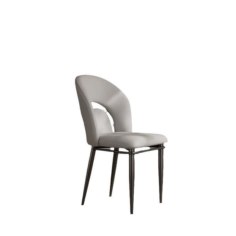 Modern Loop-Back Leather Steel Dining Chair