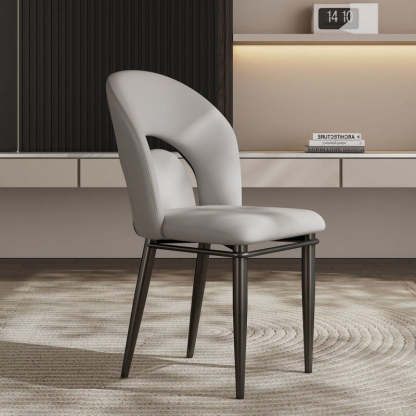 Modern Loop-Back Leather Steel Dining Chair — White