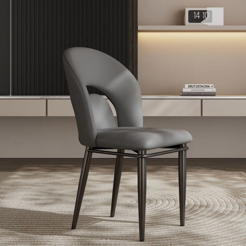 Modern Loop-Back Leather Steel Dining Chair