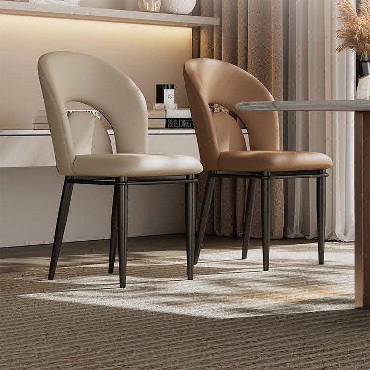 Modern Loop-Back Leather Steel Dining Chair
