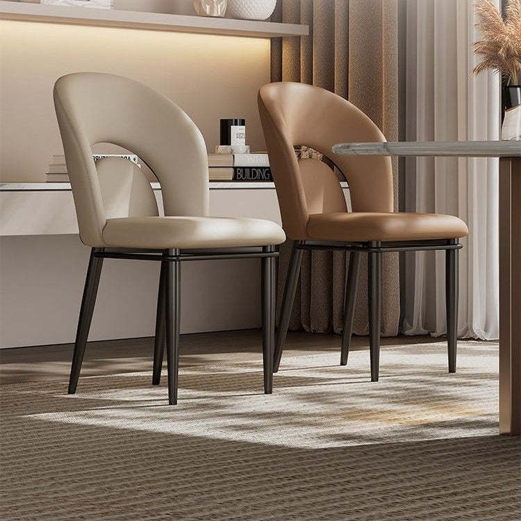 Modern Loop-Back Leather Steel Dining Chair
