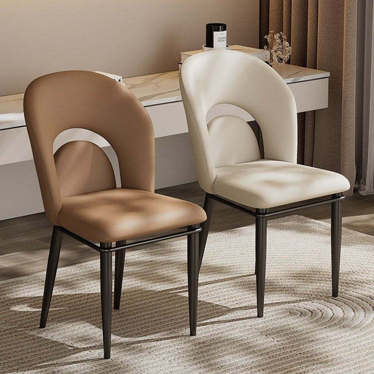 Modern Loop-Back Leather Steel Dining Chair