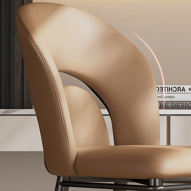 Modern Loop-Back Leather Steel Dining Chair