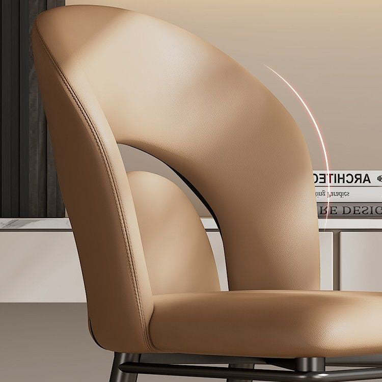 Modern Loop-Back Leather Steel Dining Chair