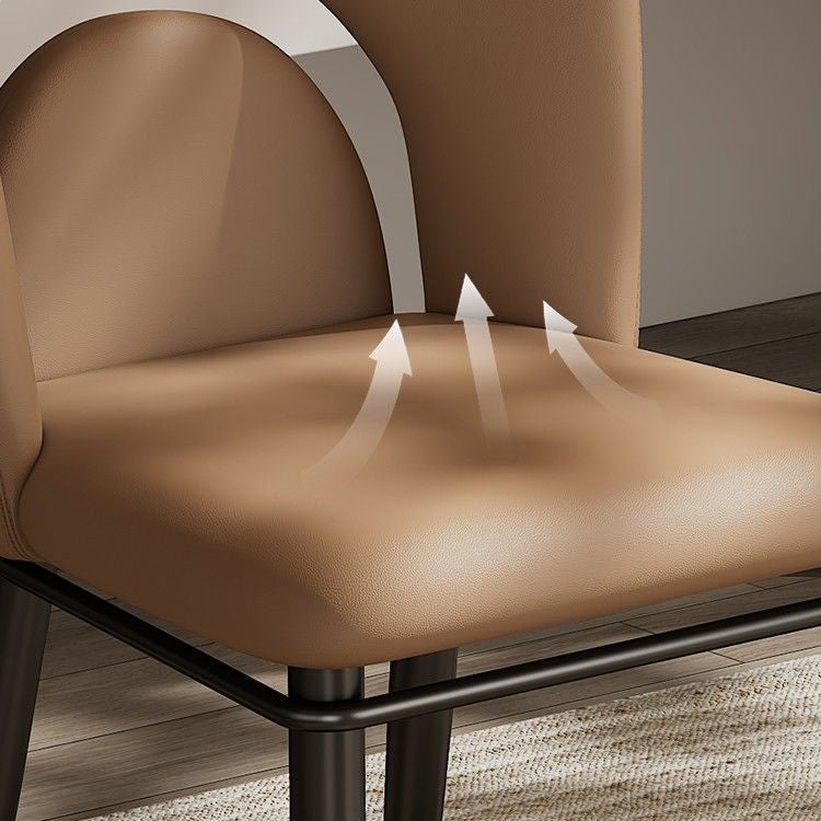 Modern Loop-Back Leather Steel Dining Chair